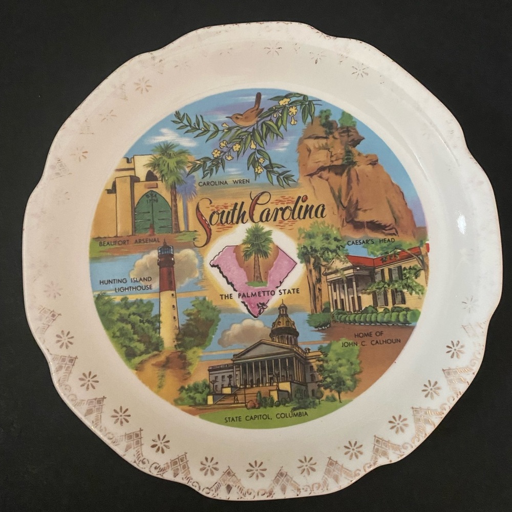Vintage South Carolina Souvenir State Plate SC Landmarks Decorative Collector